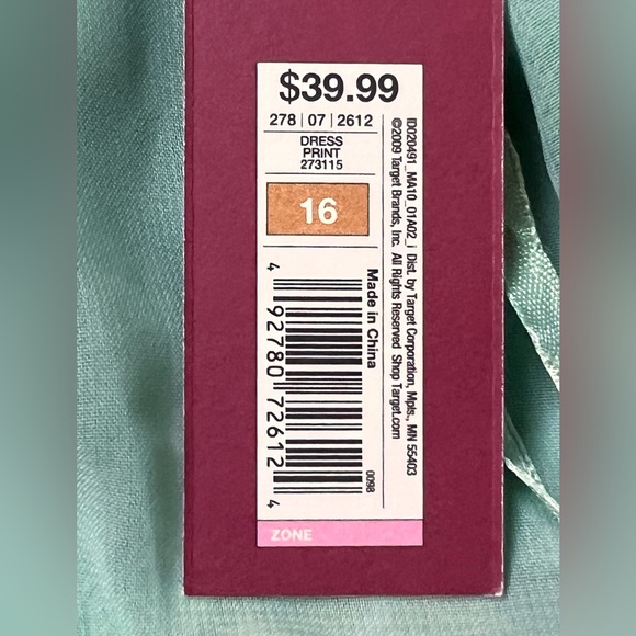 Merona Size 16 Mixed Pattern Color-blocked Belted Sleeveless Dress Seafoam Green - Picture 7 of 10